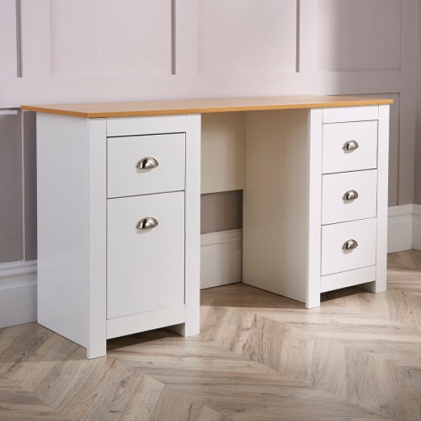 (White) Camden Base Computer Desk with Storage Cabinet